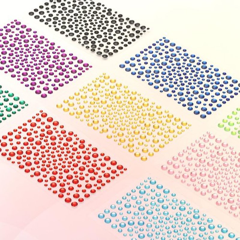 PATIKIL 2090 Pcs Acrylic Gem Sticker, 4 Size 3/4/5/6mm Self Adhesive Rhinestones Face Gem Stones Bling Jewelry for Nail Art Craft Clothes DIY Makeup Decoration Party, Dark Green