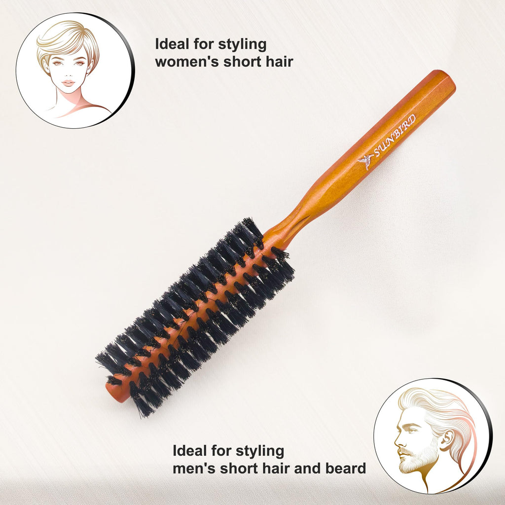 SUNBIRD Boar Bristle Small Round Hair Brush, 1.6 Inch