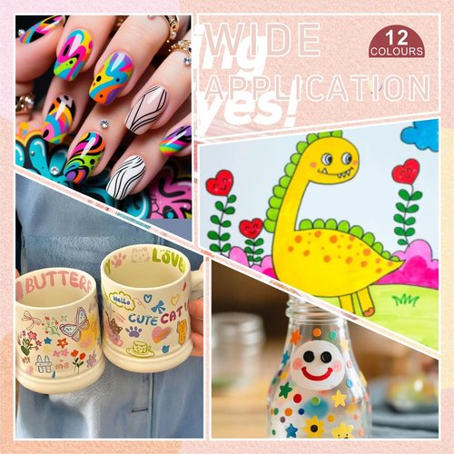 12 Color 3D Nail Art Pens Set, Nail Polish Pens Nail Point Graffiti Dotting Pen Drawing Painting Liner Brush for DIY Nail Art Beauty Adorn Manicure Tools,Valentine's Day gift