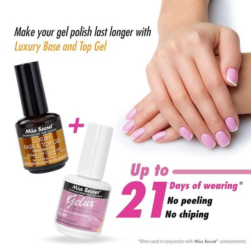 Mia Secret Clear Gel Polish - Luxury Base & Top Coat - High Gloss Finish - 15ml | Gelux Compatible