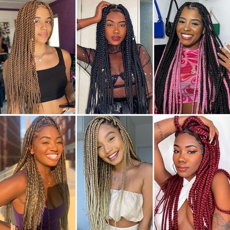 Braiding Hair Pre Stretched 22 Inch 8 Pack Long Professional Pre Stretched Hair For Braiding Soft Yaki Texture Hot Water Setting Synthetic Crochet Braids For Women Girls(22Inch,1B)