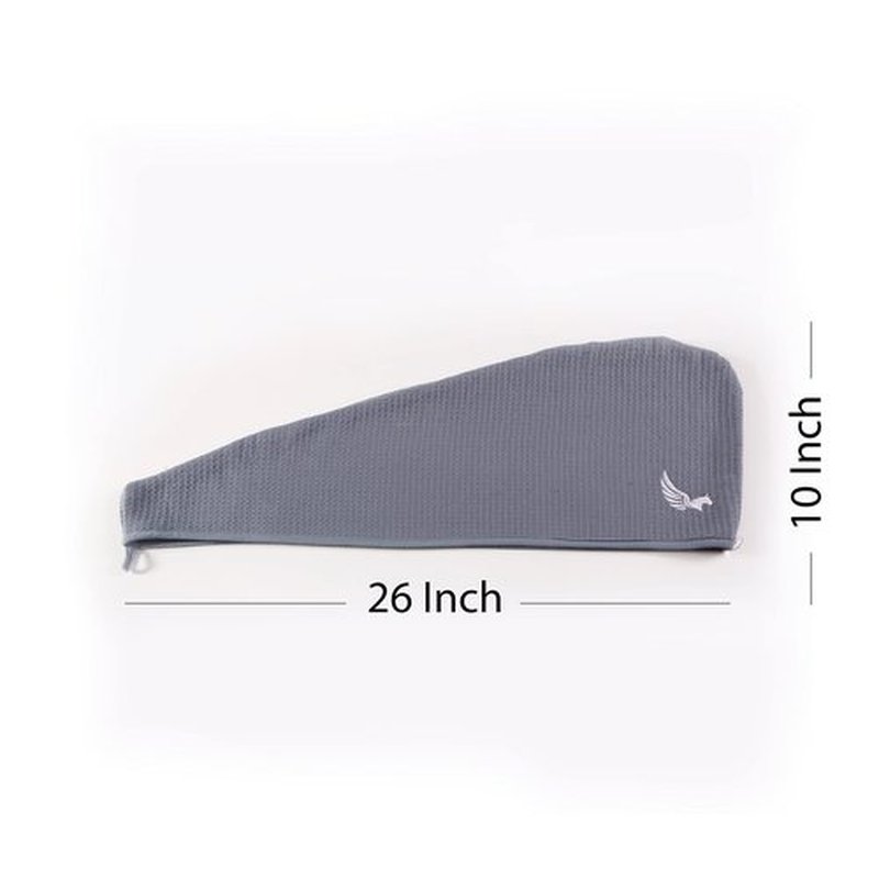SELARUS 100% Turkish Cotton Hair Towel Wrap for Women,Non Microfiber,Super Absorbent,AntiFrizz,Plopping Hair Drying Waffle Bath Towels for Curly,Long&Thick Hairs,Head Wrap,2 Pack10x26inc (Grey+Grey)