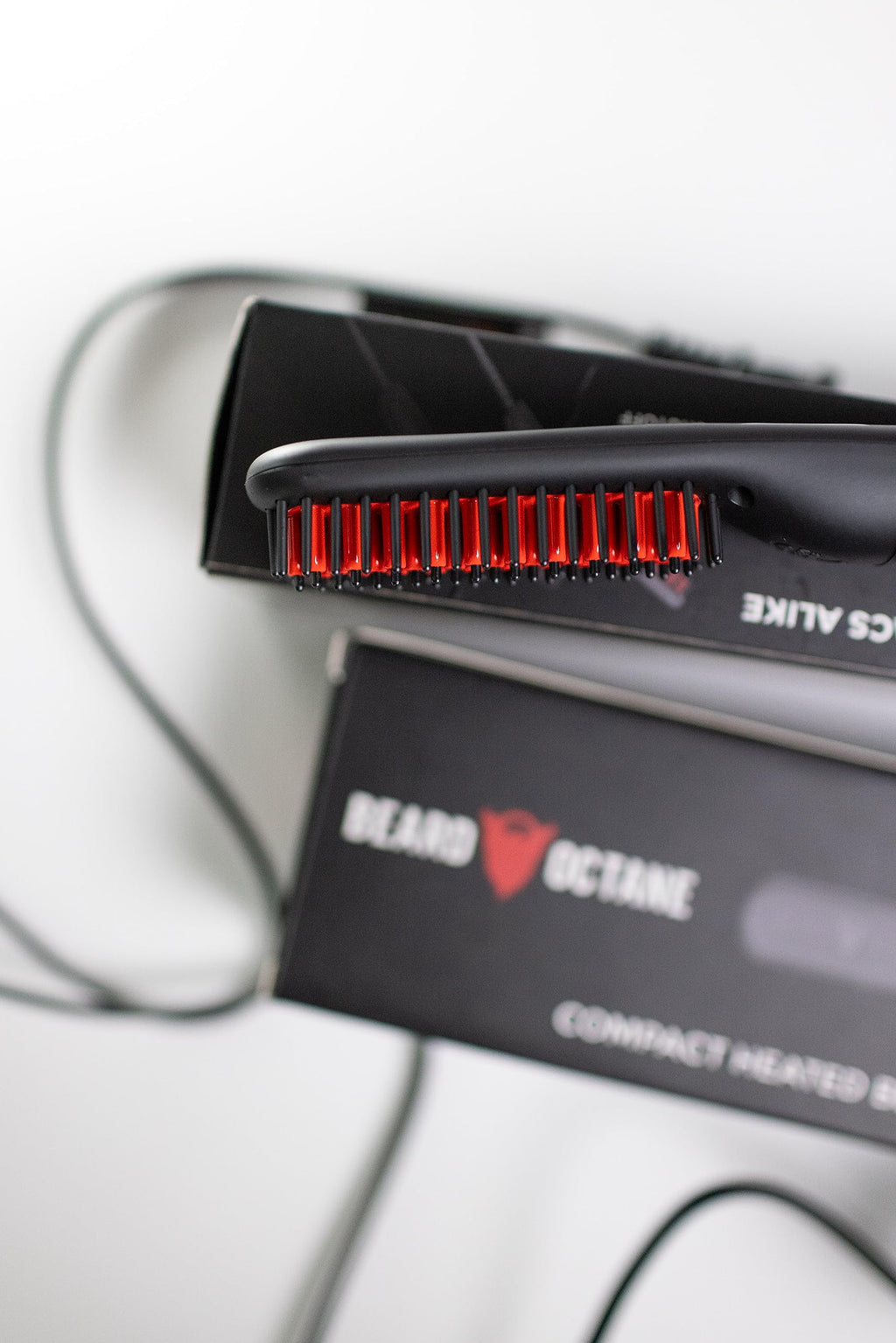 Beard Straightener for Men (Corded) – Ceramic Heated Brush Kit with Beard Oil & Unscented Beard Balm – Smooths & Styles Beards – Beard Octane