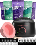 Tress Wellness Award Winning Waxing Kit for Sensitive Skin – Safe for Face & Skin, Easy to Use – At-Home Kit for Face, Bikini, Brazilian & Full Body - Midnight Rose, No Display