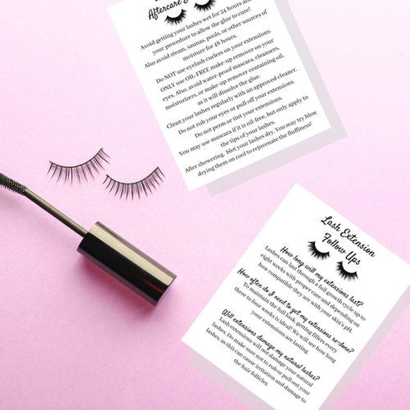 Lash Extension Aftercare Instruction Cards for Clients | Post Card Size 4.25 x 5.5” inches | 30 pack | Minimalist Black and White for Lash Artist Techs Client Business Cards