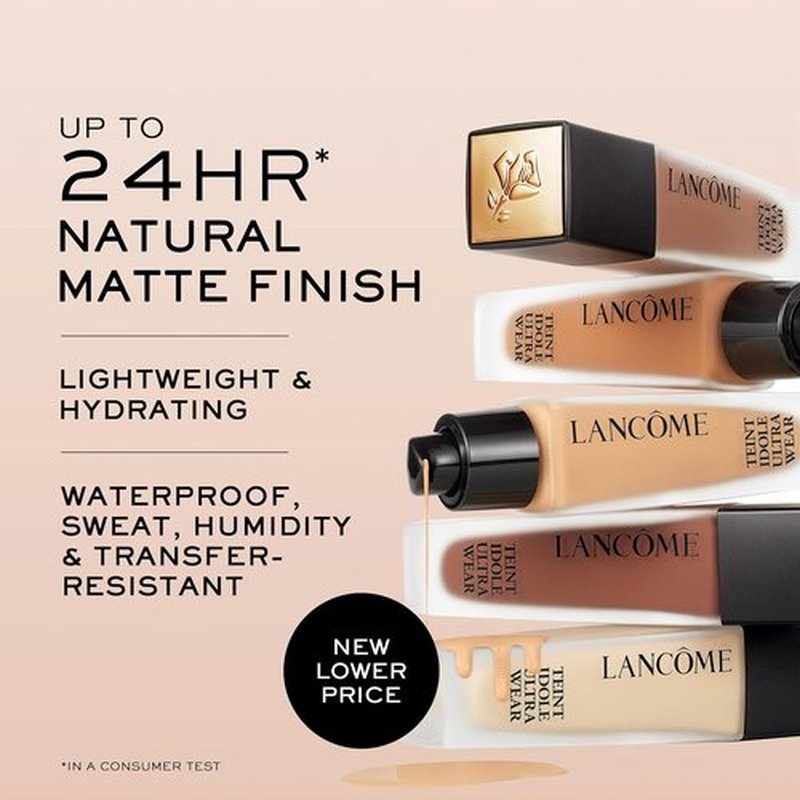 Lancôme Teint Idole Ultra Wear Foundation - Longwear, Medium-Full Coverage, Waterproof, Natural Matte Finish