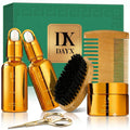 DayixCare Beard Grooming Kit for Black Men, Beard Care Kit for Black Men w/Oil, Balm, Brush, Comb and Scissors, Valentines Birthday Gifts for Him Husband Boyfriend