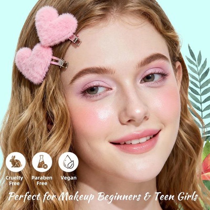 Color Nymph Girls Eye & Cheek Makeup Palette - Eyeshadow & Blush & Highlighter Palette for Teens Girls Tweens, Beginner-Friendly, Gentle Makeup Kits for Starter, Makeup Gift for Birthday (Mint Green)