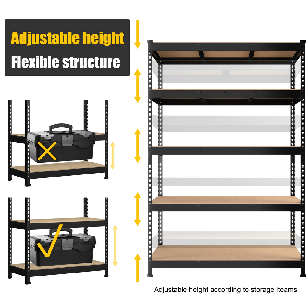 PrimeZone 48"W x 24"D x 72"H Garage Storage Shelves, 5-Tier Metal Shelving