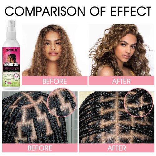 Braid Spray Rose Mint for Dreads, Dreadlocks, Locks - No-Water Braid Shampoo for Locs, Twists, Weaves - Rinse-Free Dreadlock Shampoo for Build-Up - Braid Oil for Soothes Moisturizes Dry & Itchy Scalp