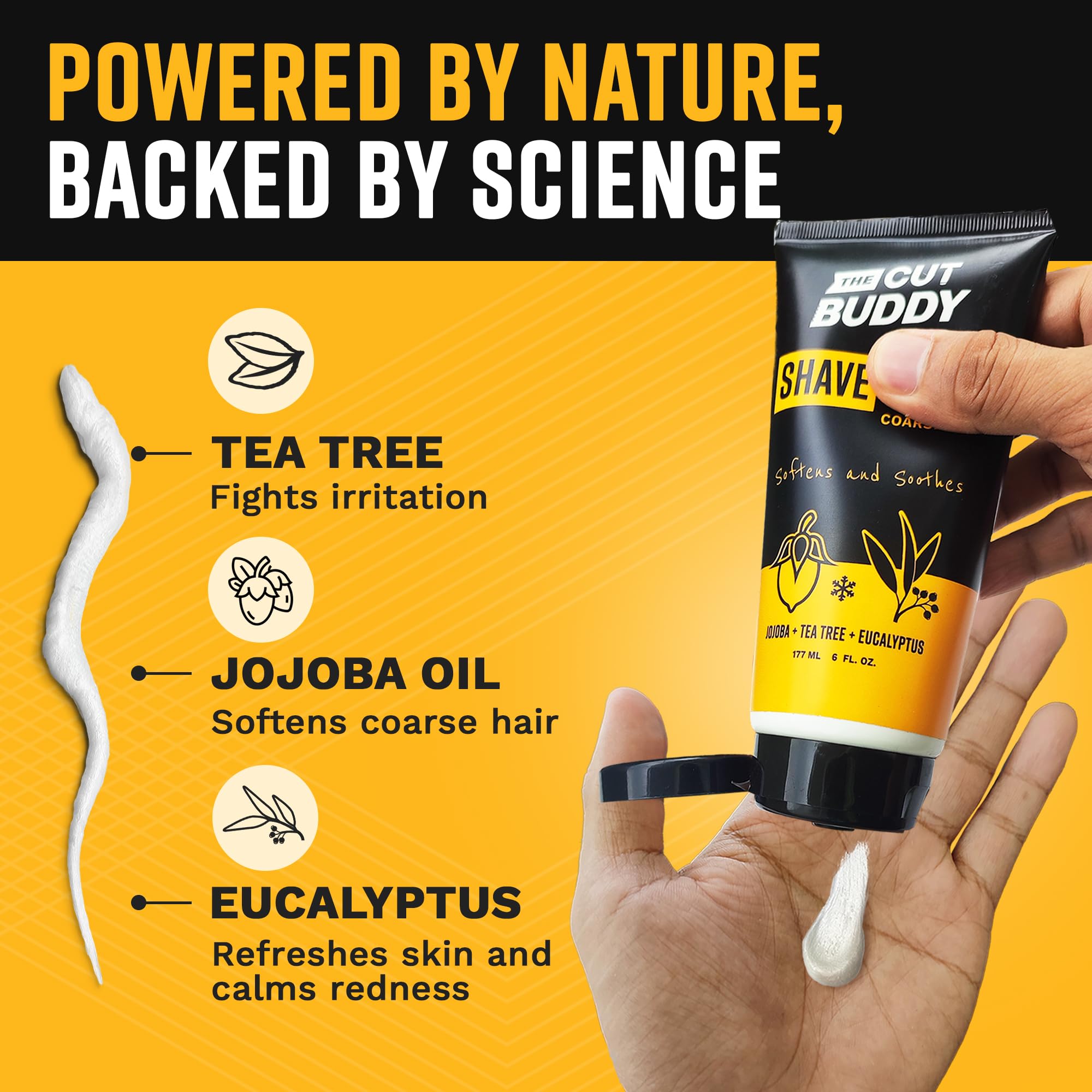 The Cut Buddy Foaming Shave Cream for Men & Women, Softens & Soothes Coarse Hair - 6 fluid ounces, White