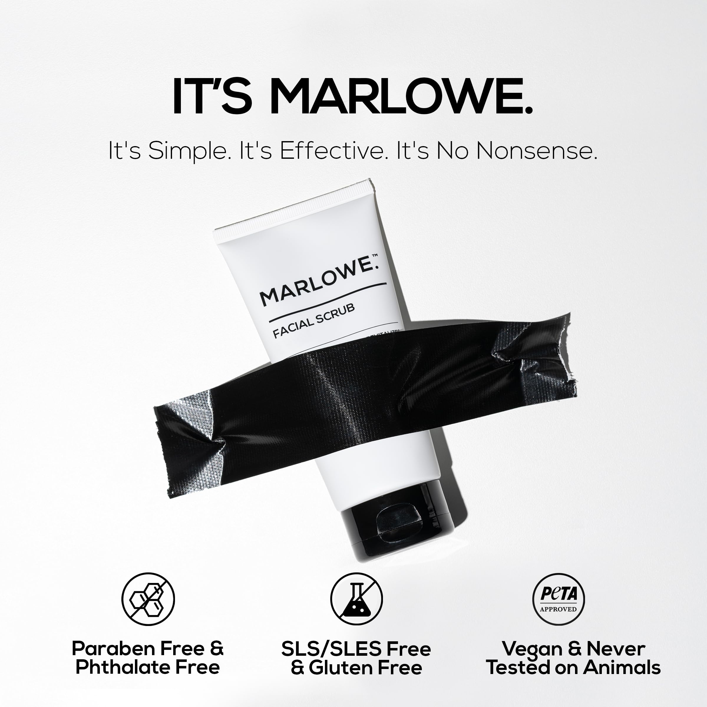 MARLOWE. Facial Scrub for Men, 6 oz, Exfoliating & Refreshing Gentle Face Exfoliator, Cleanses, Smooths, Revitalizes Skin, Clean Vegan Formula with Apricot Seed Powder & Pumice, Fresh Sage & Fir Scent