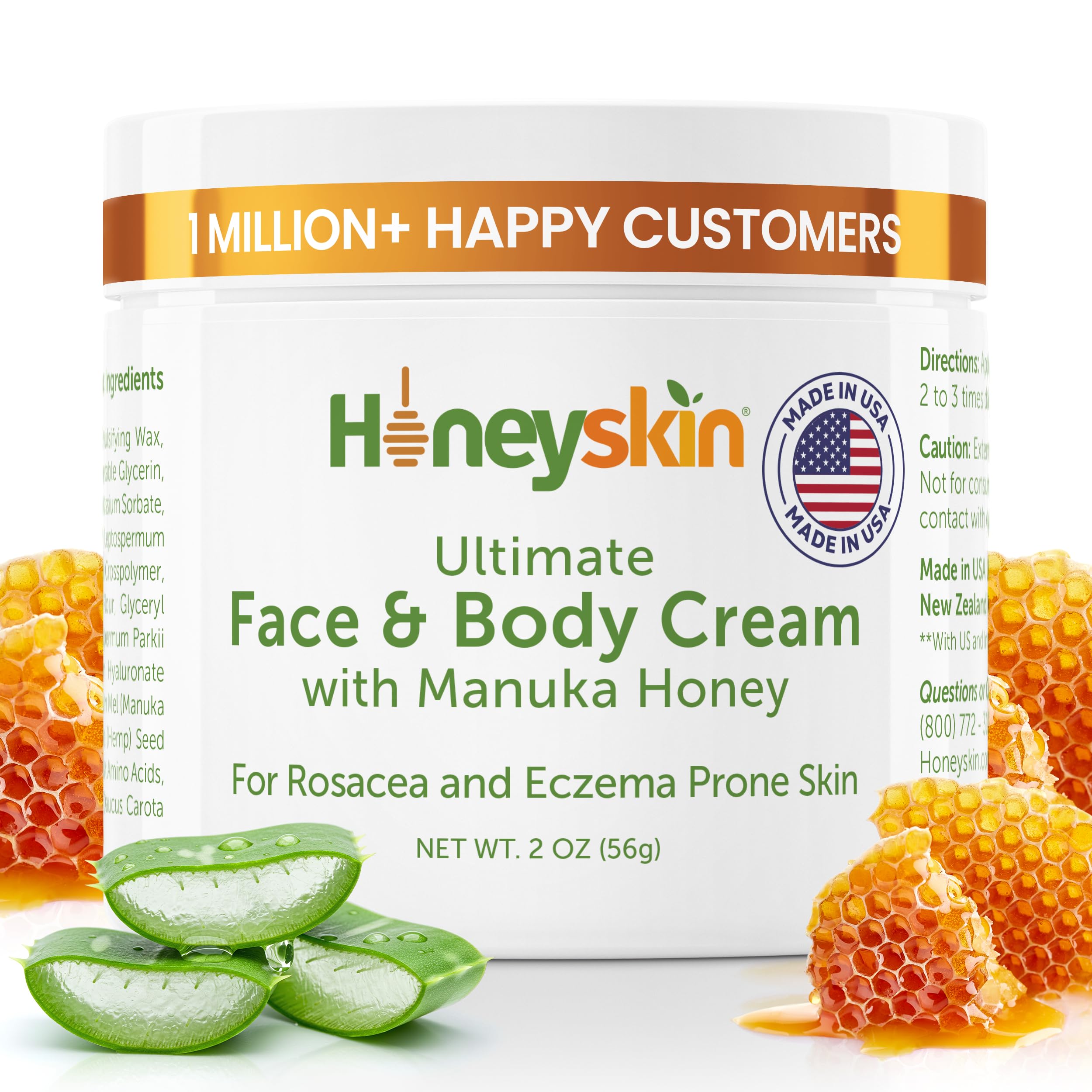 Face Moisturizer and Body Lotion - Hydrating Face Cream with Aloe Vera and Coconut Oil - Moisturizing Lotion for Dry Skin and Wrinkle Cream for Face, Eczema, and Rosacea Relief - Watermelon (4oz)