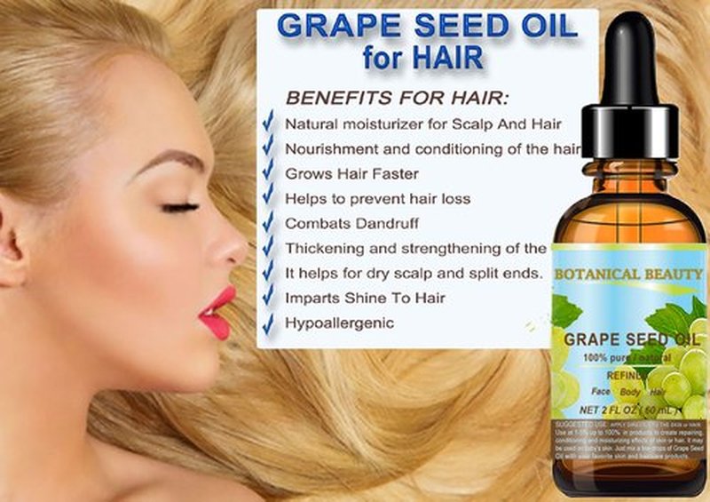 Botanical Beauty GRAPE SEED OIL 100% Pure Natural Undiluted Refined Cold Pressed Carrier Oil for Face, Skin, Body, Hair, Massage, Lip, Nails (2 Fl Oz 60 ml)