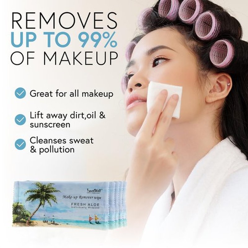 Travel Well Non-Woven Makeup Remover Wipes - Bulk Makeup Wipes Individually Wrapped & Travel Essentials - Aloe Infused Facial Cleansing - Pack of 500, Fresh Scent & Alcohol Free