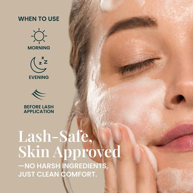 FlutterHabit Lash Shampoo, Gentle Foaming Eyelash Extension Cleanser, Lash Extension Cleanser Gently Removes Waterproof Makeup, Dirt, & Oil from Multi-Day Lashes, For Professional & Home Use (50ml)