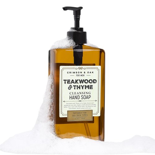 Body Prescriptions Crimson & Oak Men's Deep Cleansing Hand Soap with Pump Dispenser, 17 Fl Oz (Pack of 1), Teakwood & Thyme