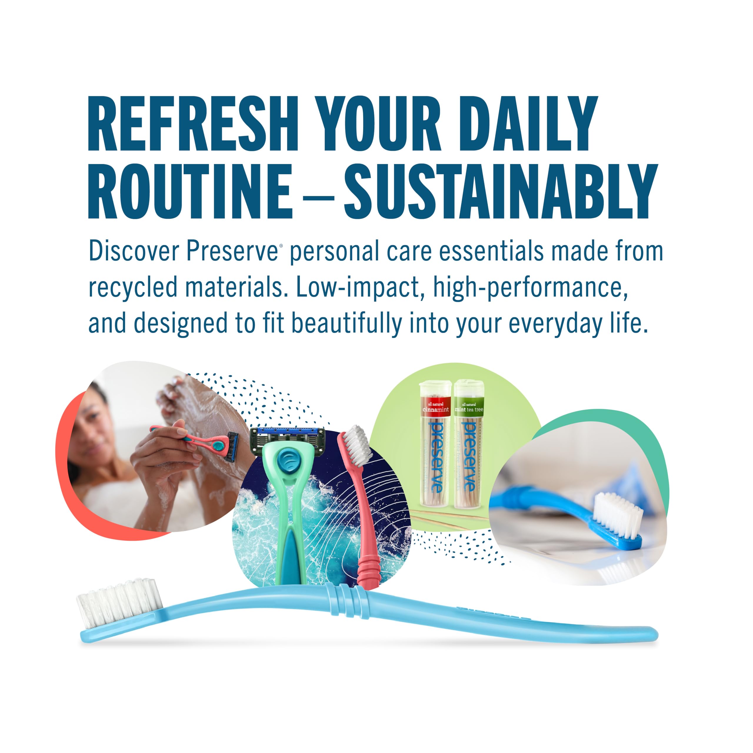 Preserve Ocean Plastic Initiative (POPI) Adult Toothbrush, Made in USA from Recycled Ocean Plastic, Coral, Soft, 6 Count