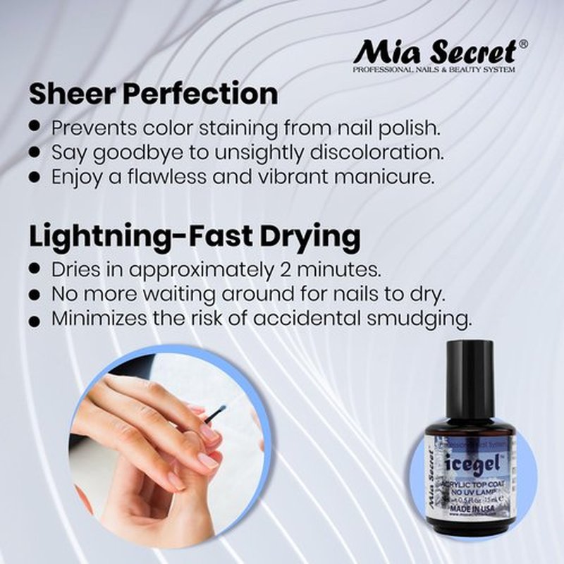 Mia Secret Professional Nail System Ice Gel Acrylic Top Coat No Uv Lamp