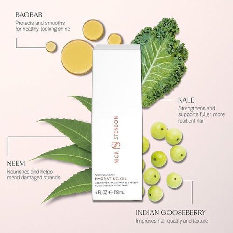 Hydrating Oil by [Brand Name] - Seals Moisture & Adds Shine with Baobab, Kale & Neem | 4 oz, Vegan & Cruelty-Free
