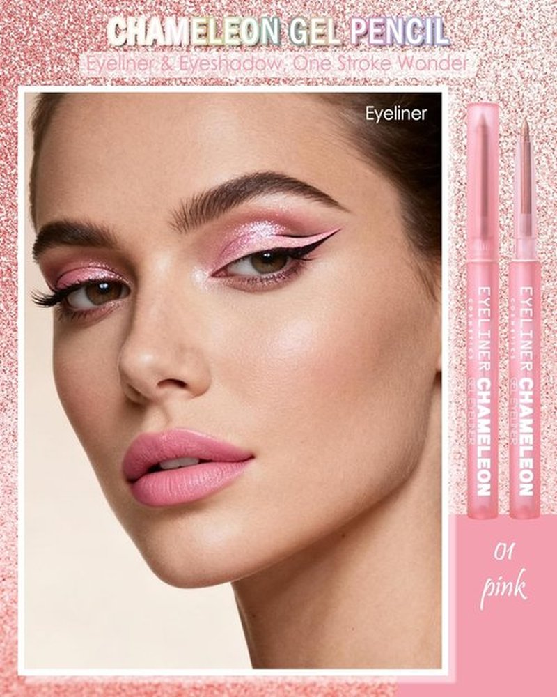 Skiennix Multichrome Gel Eyeliner - Pink Shifting Glitter, Waterproof & Long-Lasting | Holographic Eye Makeup Pen