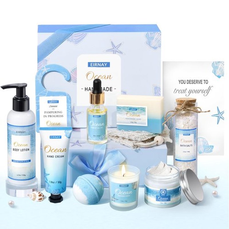 Gifts for Women, Spa Gifts Basket for Women, 12Pcs Ocean Bath and Body Gifts Set, Self Care Gifts for Mom, Wife, Girlfriend, Sister, Female Friends