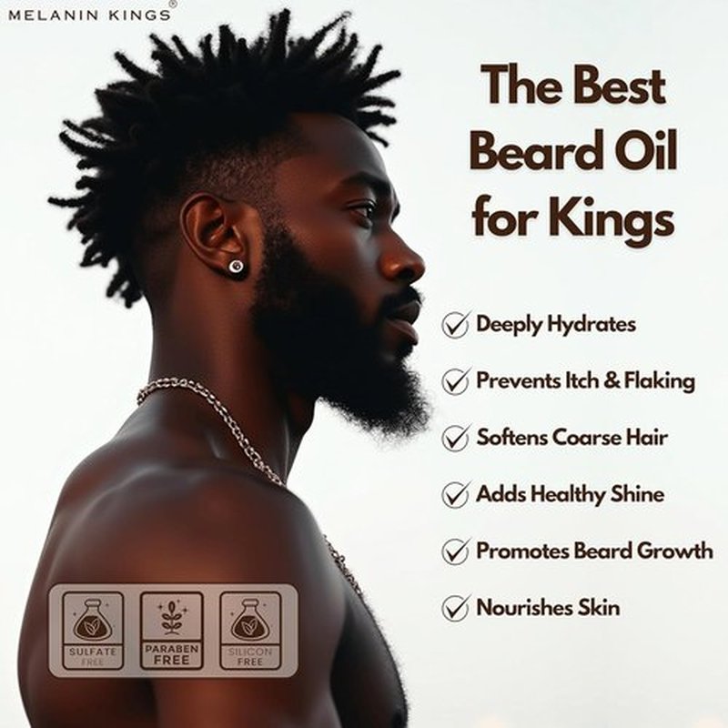Melanin Kings Beard Oil for Black Men - 100% Natural Formula with Ancient African Ingredients - 2fl. Oz. - Kenyan Sandalwood Scent