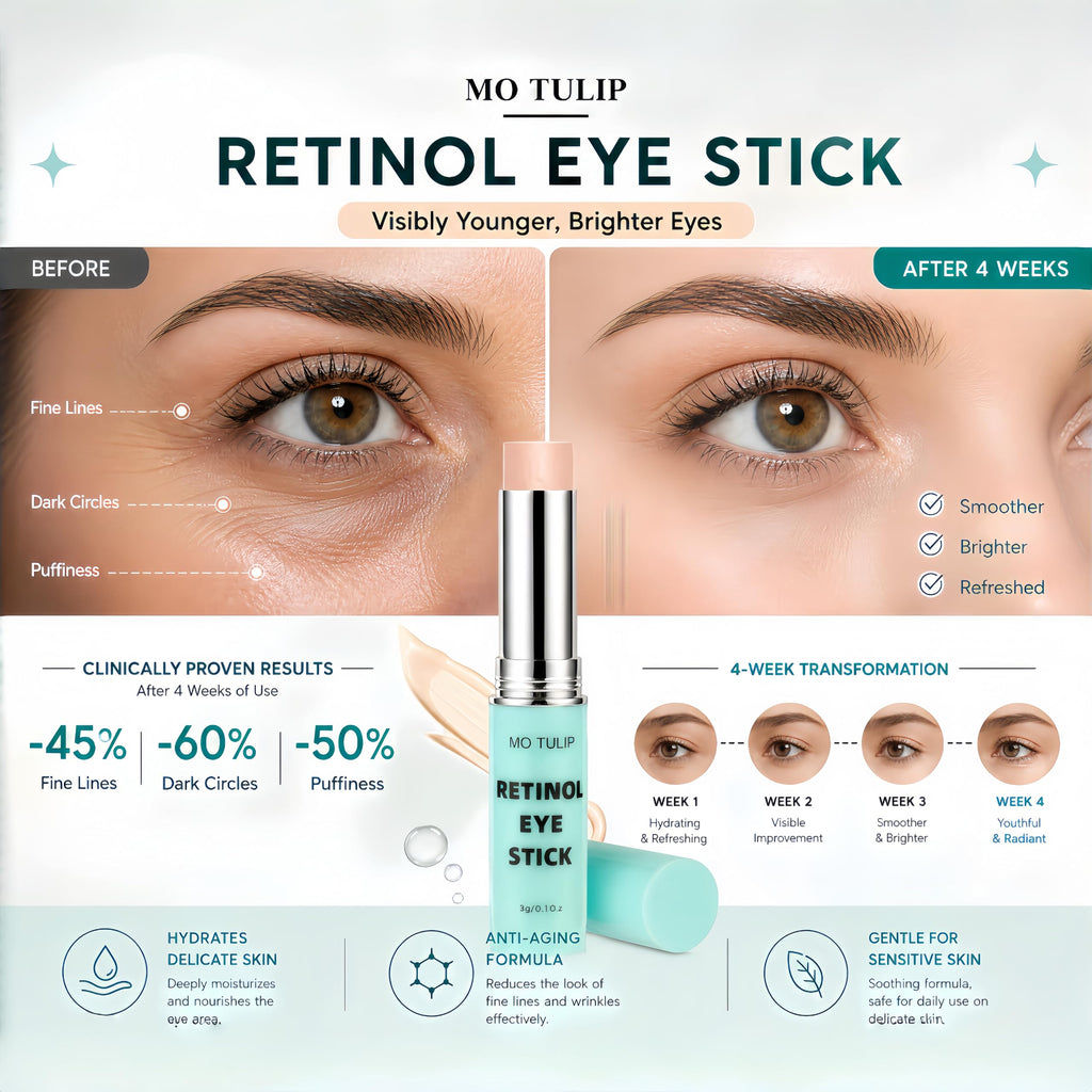 Retinol Eye Stick Balm, Retinol Eye Cream – Anti-Aging Formula Reduces Fine Lines, Dark Circles & Puffiness, Hydrates Delicate Skin – Visible Results in 4 Weeks, Gentle for Sensitive Skin