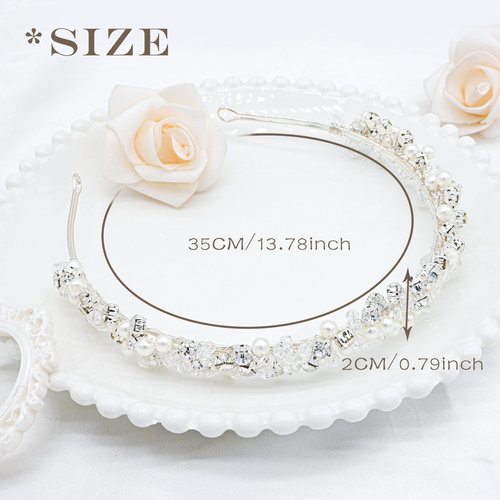 Oriamour Bridal Headband Crystal Tiara for Women Pearl Wedding Headpieces for Bride Hair Accessories for Prom Birthday Party