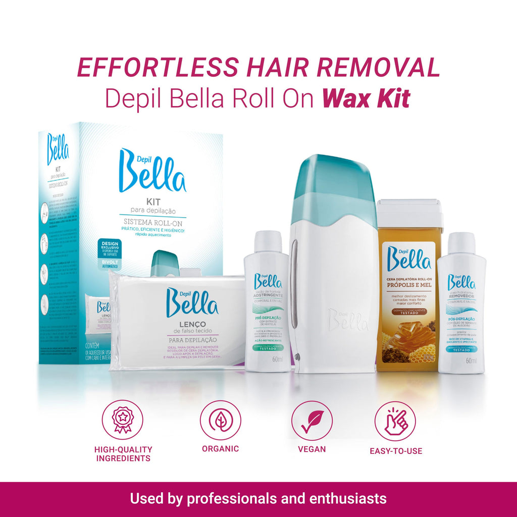 DEPIL BELLA Wax Kit for Hair Removal, All-in-One Wax Roller with Honey and Propolis, Suitable for All Body Parts, Long-lasting Results, Dermatologist Tested, Unisex, Sensitive Skin