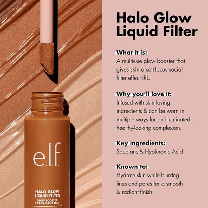 e.l.f. Halo Glow Liquid Filter - Complexion Booster for Glowing Skin | Vegan & Cruelty-Free, 0.5 Fair