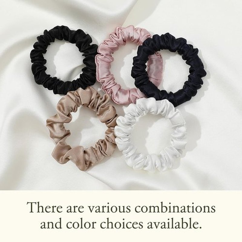 LILYSILK Pure Silk Scrunchies - Colorful Hair Bow Ties for Women | Soft & Cute 10pc Mini Set