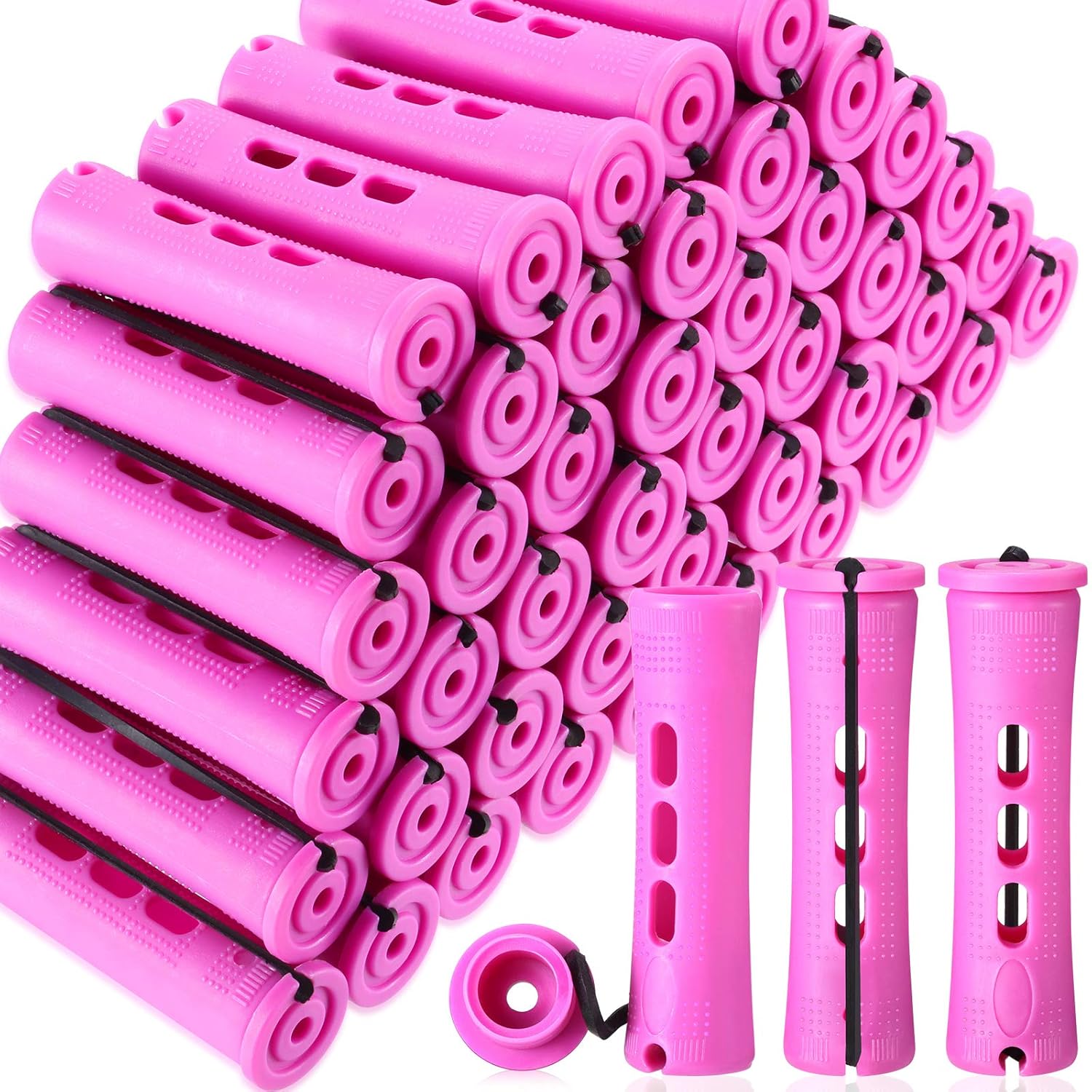 WILLBOND 60 Pcs Short Perm Rods - Non-Slip Plastic Cold Wave Kit for Natural Hair | 0.75 Inch, Purple
