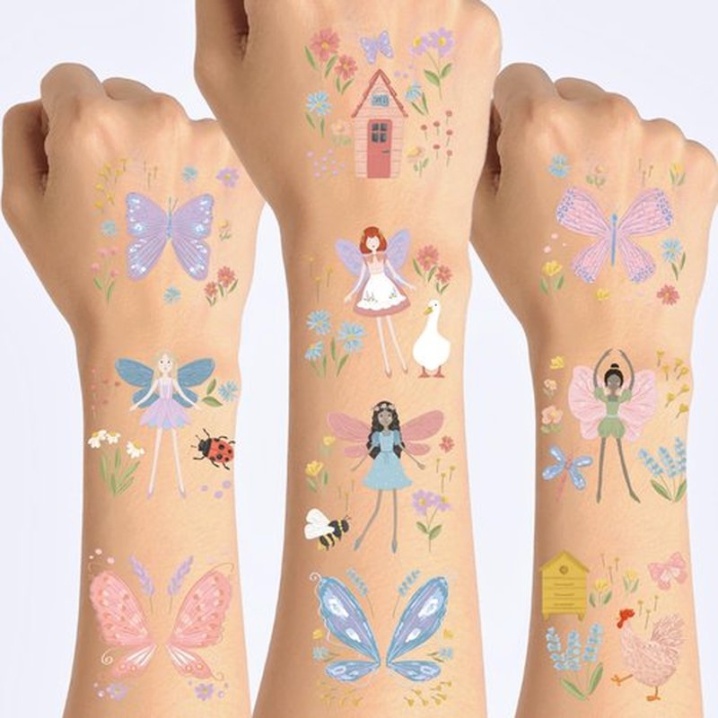 Cheerland Garden Fairy Tattoos Temporary Floral Butterfly Farm Party Favors Woodland Fairies Wing Stickers Birthday Decorations for Tea Bridal Baby Shower Classroom Silly Goose Party Supplies 108pcs