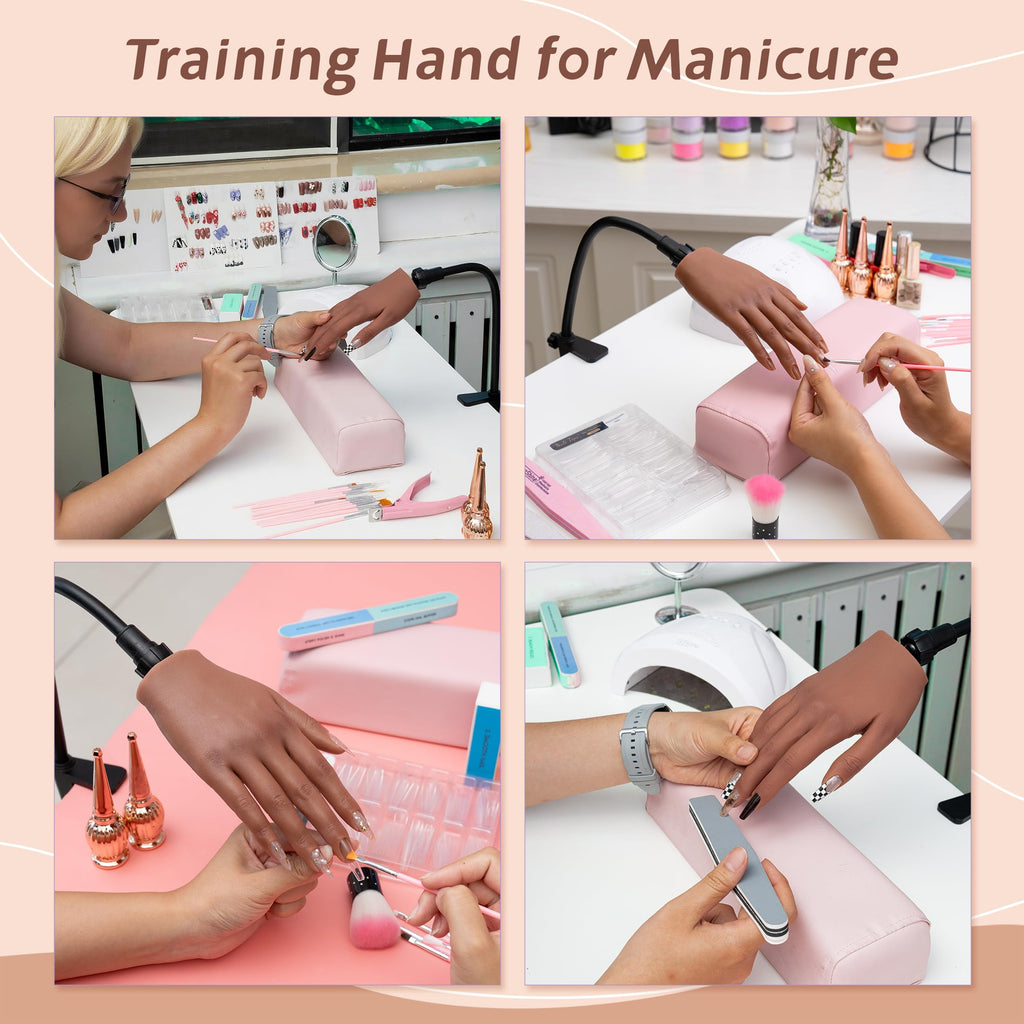 Veikmv Practice Hand for Acrylic Nails,Professional Mannequin Training Hand with Flexible Fingers for Acrylic Nails,Gel Polish & Nail Art,Complete Practice Kit for Manicure Beginners