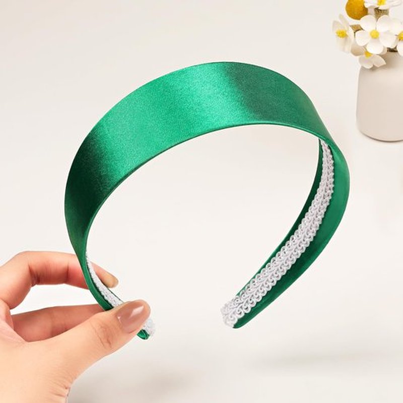 Ivyu Green Headbands for Women 70s Wide Headband Girls Halloween Satin Headbands for Adults 60s Hard Head Bands