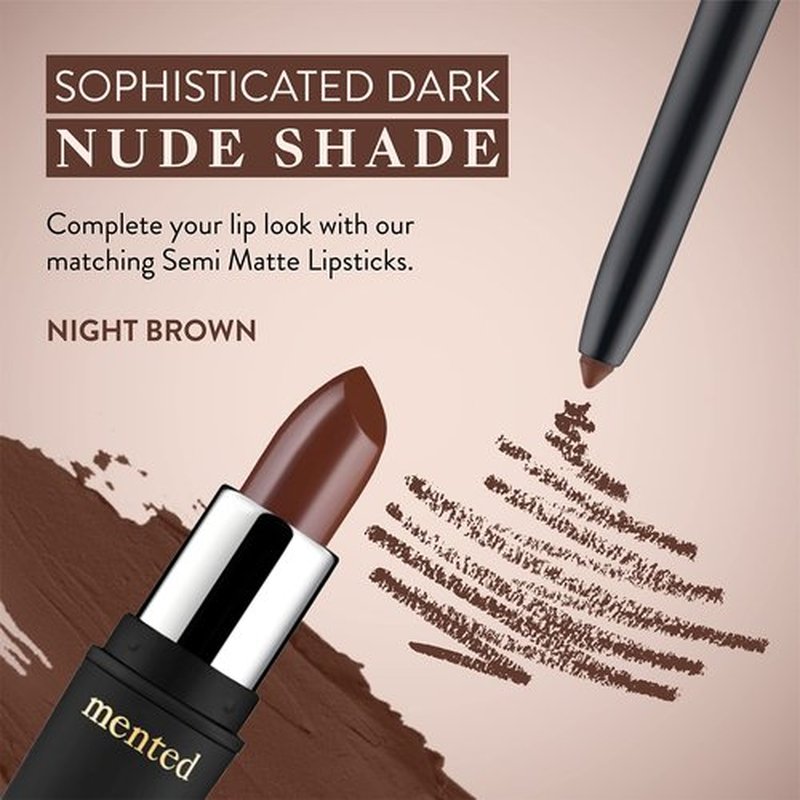 Mented Cosmetics Lip Liner for Women, Dark Brown Lipliner Lip Pencil, Waterproof Lipliner, Vegan + Cruelty Free Makeup, Night