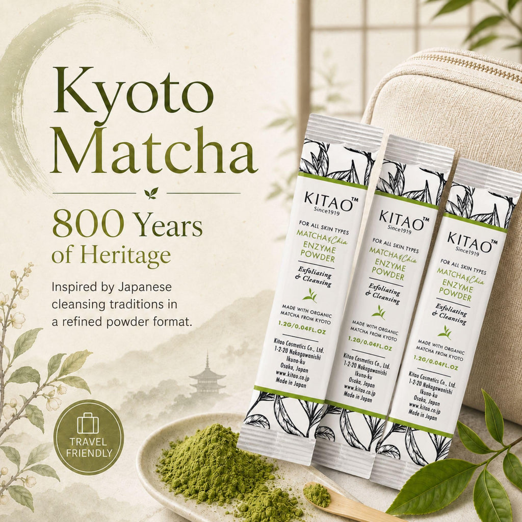 KITAO Exfoliating Enzyme Powder Face Wash for Women 30 Count, Foam Face Wash Powder Travel Size with ECOCERT Certified Matcha, Chia, Quinoa Seed& Ceramides, Foaming Facial Cleanser for Men from Japan