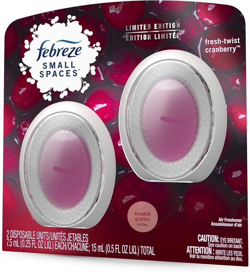 Febreze Small Spaces Air Freshener - Twist Cranberry Scent, 2 Count | Eliminate Odors Effortlessly