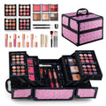 Color Nymph All in one Makeup Kit For Girls Teens, Makeup Set 4 Trays Spacious Space Train Case for Beginner with Eyeshadow Highlighter Lipgloss Blush Contour Concealer Brush Eyeliner Lipbalm