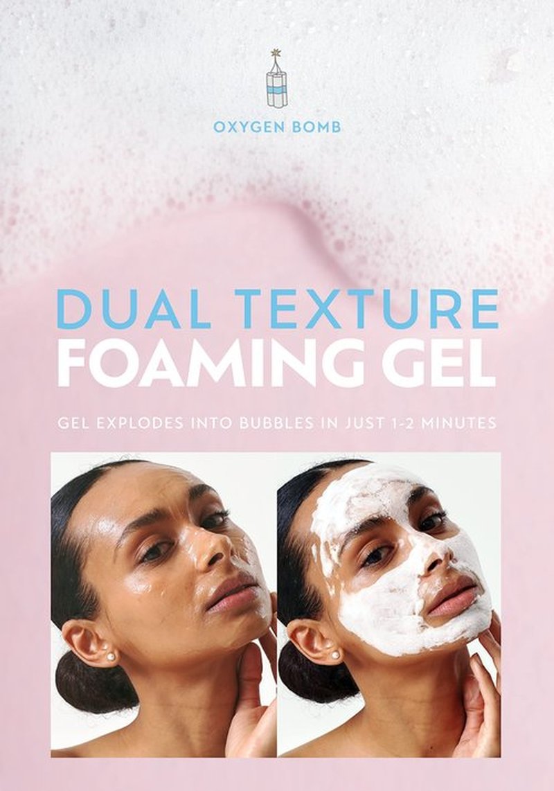 NOTHING FITS BUT Oxygen Bomb Dual Texture Pore Purifying Foaming Gel, Self-Foaming Face Mask & Daily Cleanser, Multi-Peptide & Botanical Oil K-Beauty Skincare, Hydrates and Refines Texture, 3.4 Oz