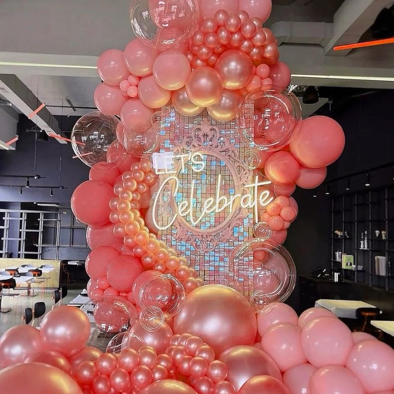 Voircoloria 105pcs Retro Hot Pink Balloons - 12 Inch Latex Party Balloons for Birthdays & Events