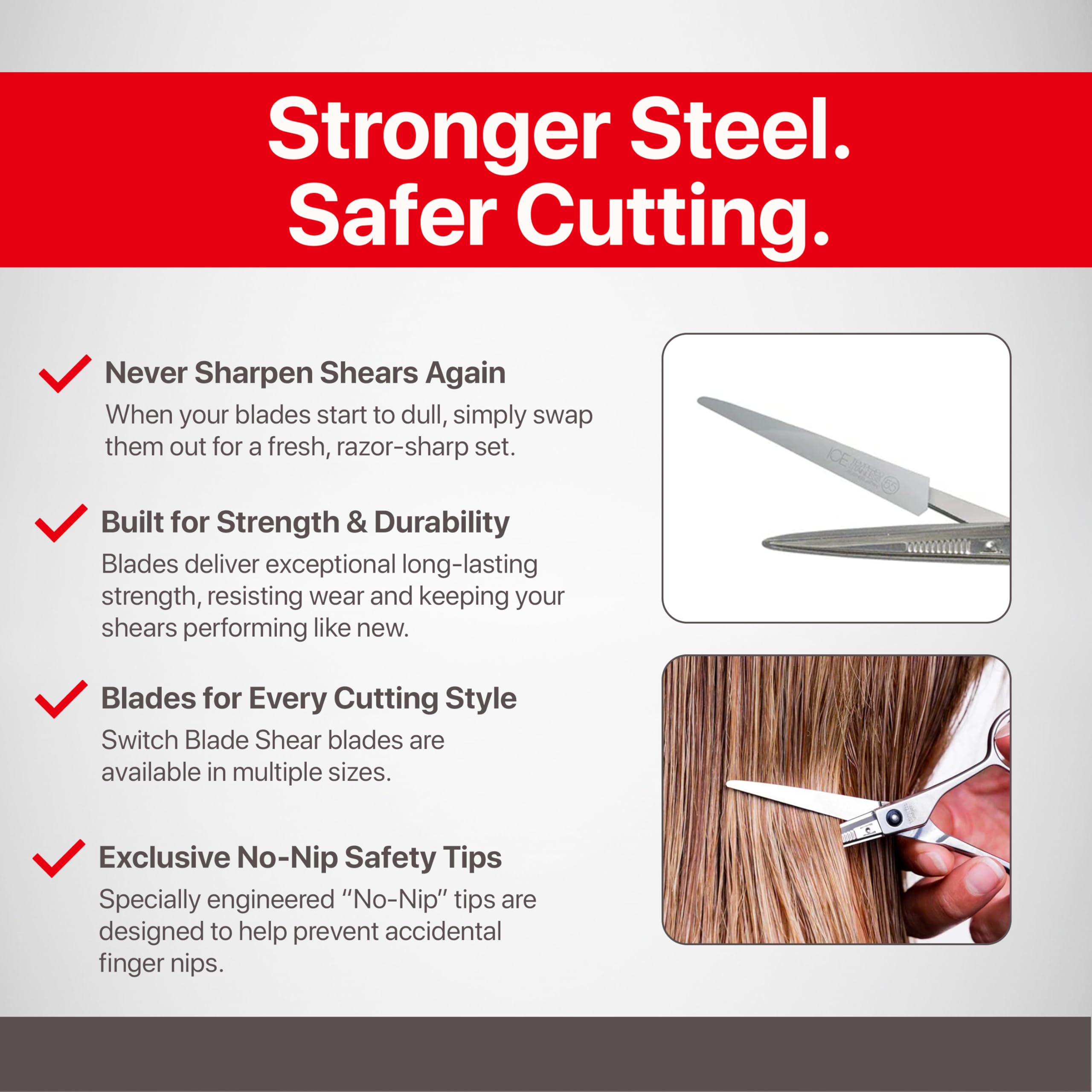 Feather - Switch-Blade Haircutting Shears Replacement Blades - Model 50/55 Scissors for Professional Stylists & Barbers - Stainless Steel - No-Nip Tip - Made in Japan