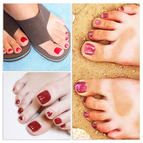 DANNEASY 20 Sheets Toe Nail Stickers Full Nail Wraps for Women ToeNails Polish Strips - Red Pink Self Adhesive Toenail Polish Sticker Stick on Nails Gel Strips Nails Art Accessories
