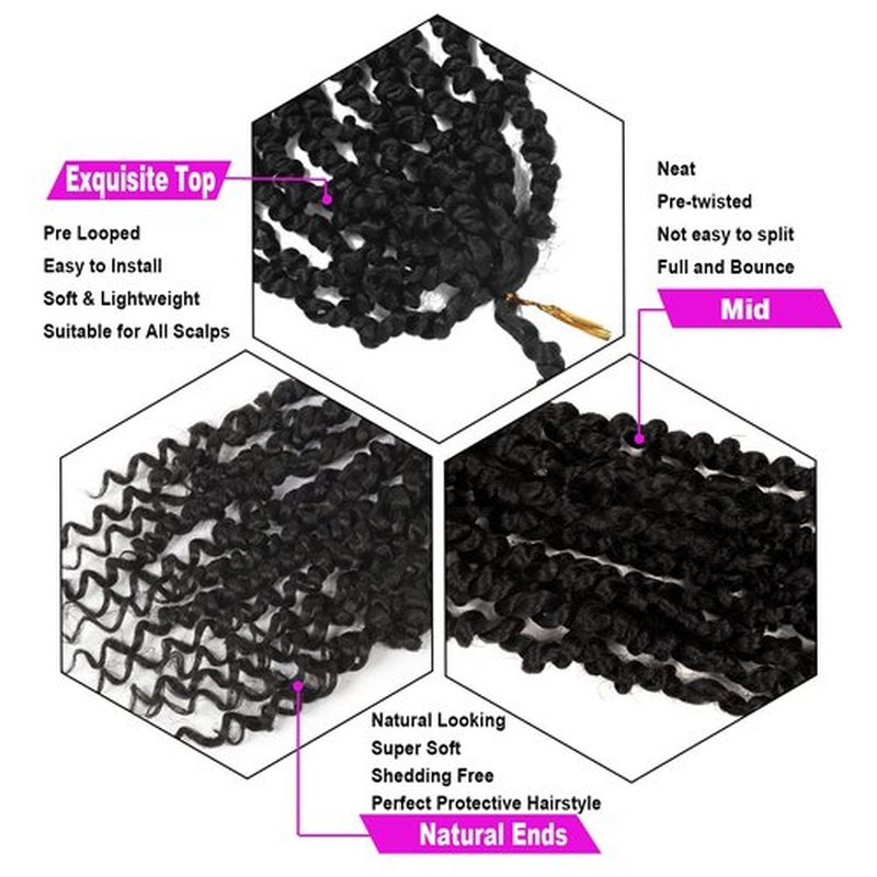 Bileaf 8 Packs Passion Twist Crochet Hair 10 Inch Pre-twisted Short Crochet Passion Twist Hair, Pre Looped Passion Twist Crochet Braids Bohemian Crochet Hair 1B