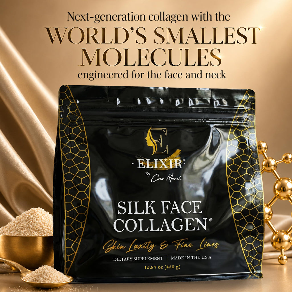Silk Face Collagen - Collagen Peptides Powder for Women, Face and Neck 14g Protein | Ultra Low Molecular Weight Collagen – for Skin, Hair, Nail, Joint & Gut Health, 15.87 oz (450g) Cocó March