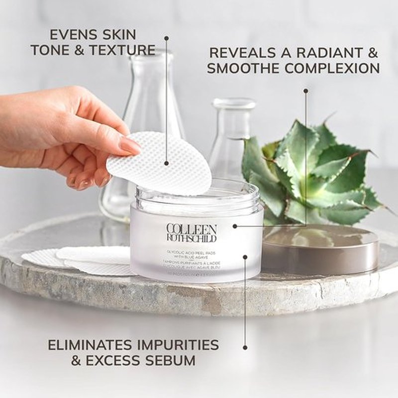 Colleen Rothschild Glycolic Acid Peel Pads - Spa-Strength Resurfacing Treatment | 60 Pads (4.2 fl oz)