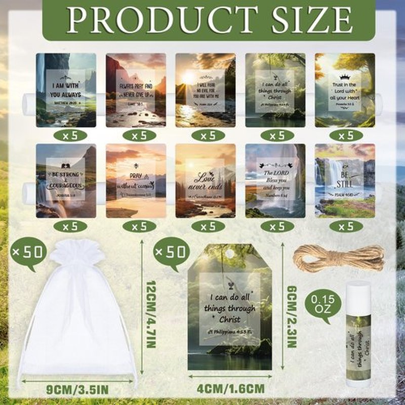 Sacubee 50 Sets Christian Religious Gift Lip Balm for Women Christian Church Party Favor Bible Verse Lip Balms with Scripture Bulk Thank You Gift for Church Coworker Staff Employee Birthday Teacher