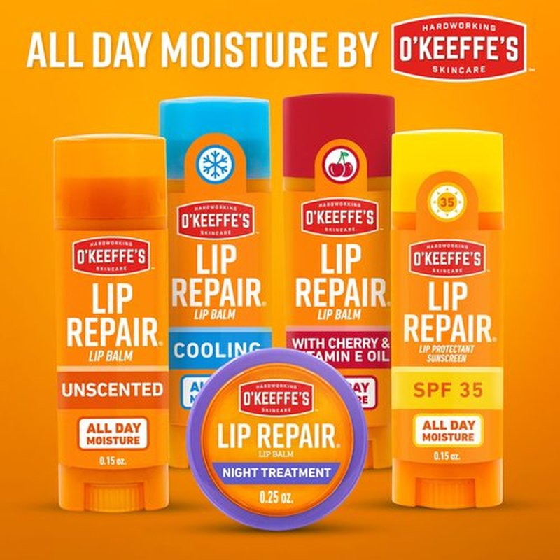 O'Keeffe's Lip Repair Lip Balm with Cherry & Vitamin E Oil - Stick (3 Pack) - Moisturizer for Extremely Cracked, Dry Lips