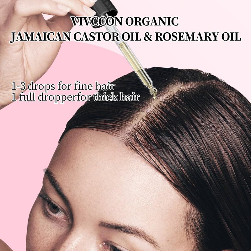 Vivccon Jamaican Organic Black Castor Oil with Rosemary, Cold Pressed,for Hair , Eyelashes and Eyebrows Growth,100% Natural & Pure